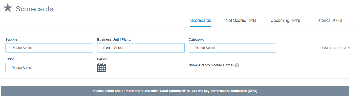 Scorecards page – SupplierBase